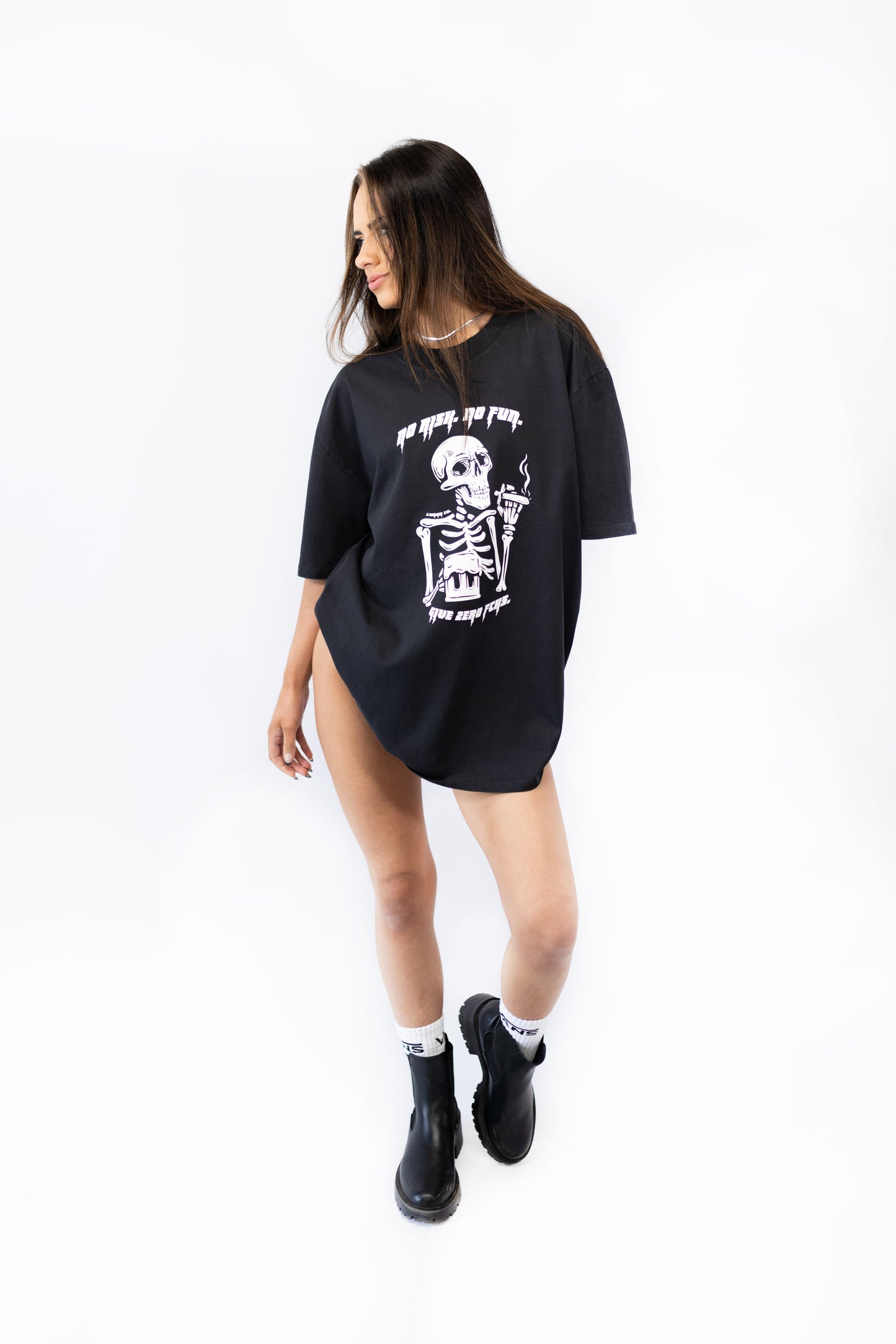 'Zero FCKS' Vintage Box Tee - Washed Black