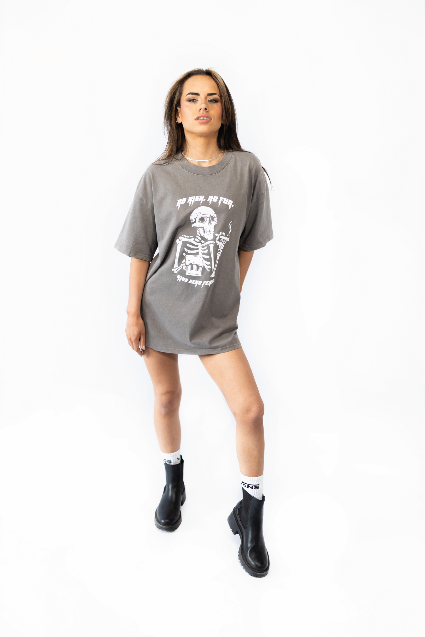 'Zero FCKS' Vintage Box Tee - Washed Grey