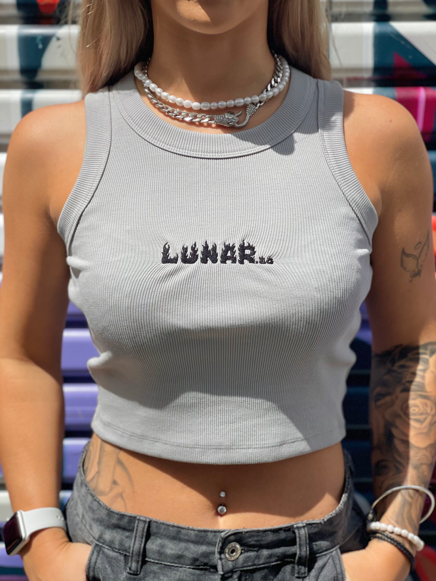 Flame Series Tank Crop - Storm