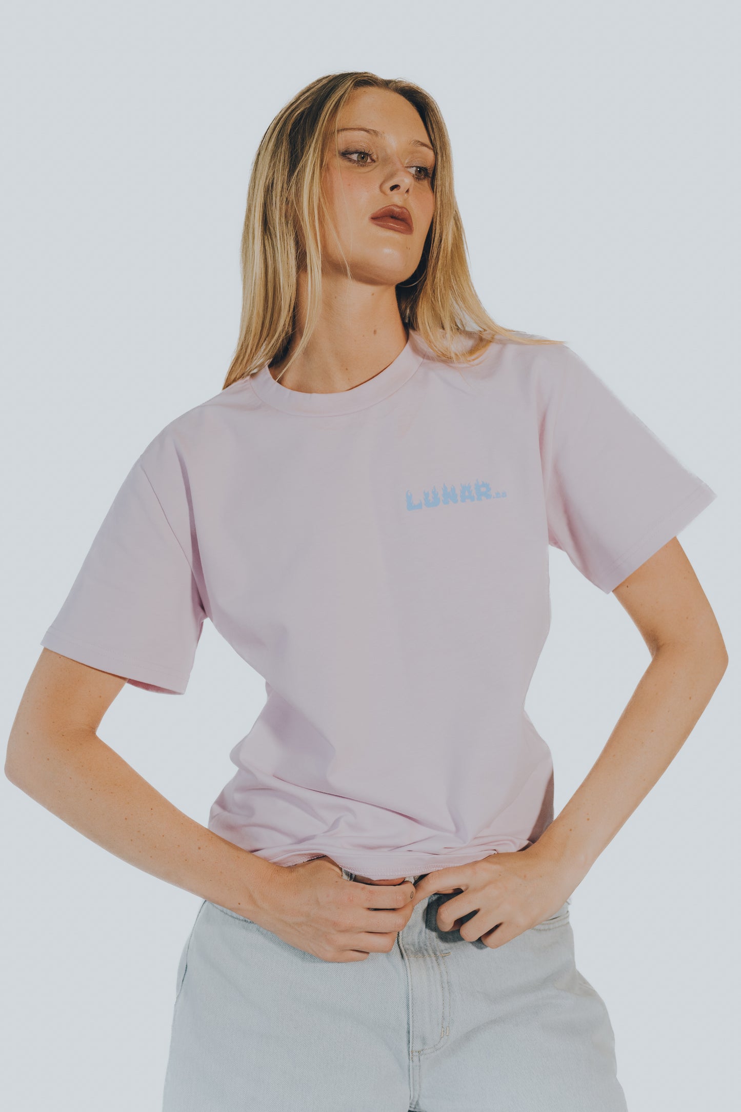 'Sky Blue Pocket Flame' Tee - Orchid